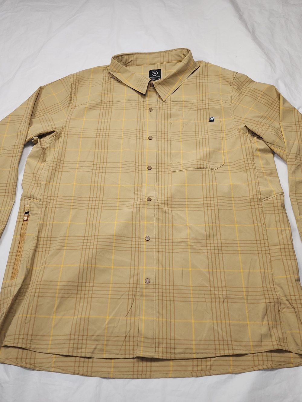 Backcountry Men's Plaid Button-Up Shirt in Tan Size Xlarge